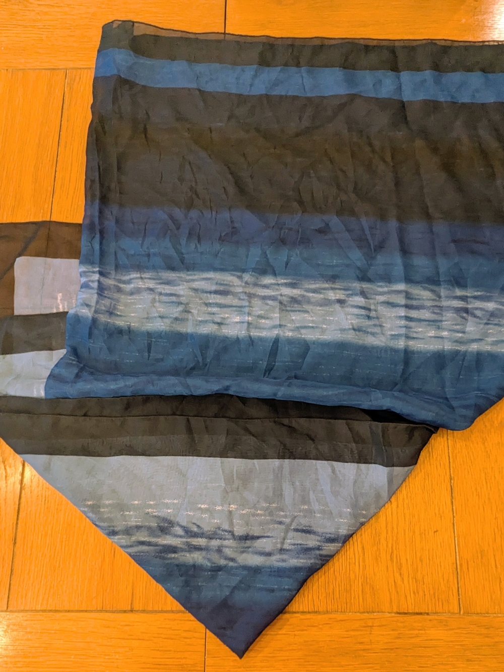 Large Scalf Wrap Around Blue and Black Striped Lightweight